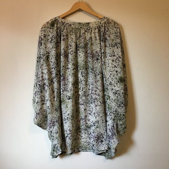 Kensie Abstract Paint Splatter Dolman Sleeve Blouse - Picture 2 of 15